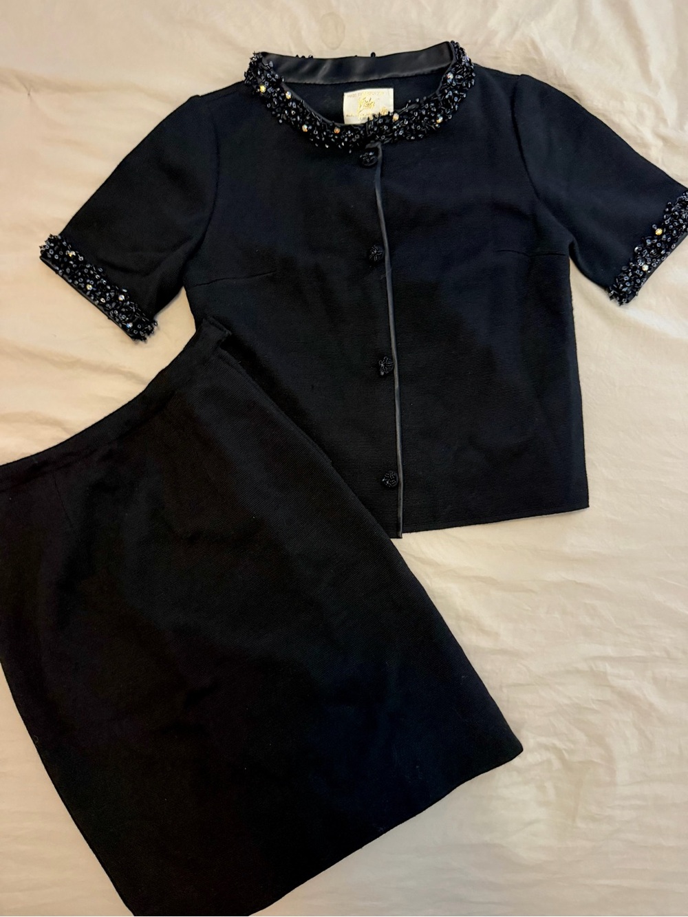 Vintage 1960s Beaded & Sequined 2-Piece Skirt Suit Set